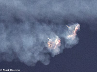 Twin boosters turning to Cape Canaveral, FL