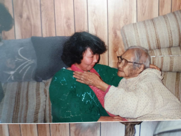 Delbert's grandmother Ramola Tumble, meeting Siberian relative in the 1990's