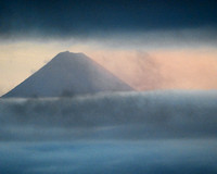 Mount Shishaldin @ dawn w/ ash cloud