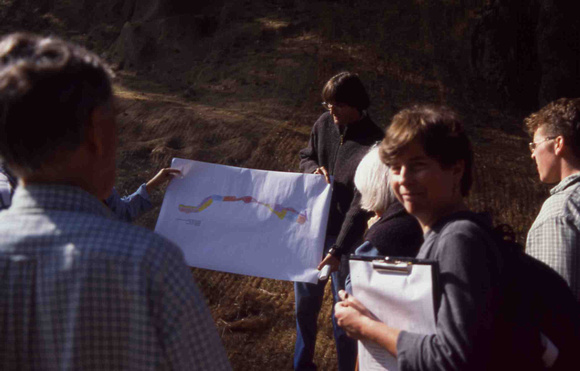 Anne Hayes, Elliott Smith, Michael in background with planting plan